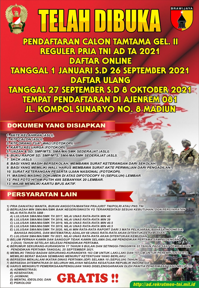 Rekrutmen tni al tamtama 2021