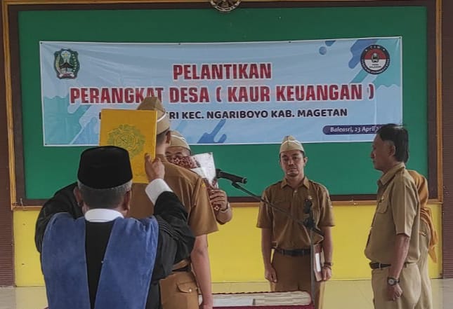 Danposramil Ngariboyo Hadiri Pelantikan Perangkat Desa Kaur Keuangan di Pendopo Desa Baleasri